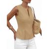 image:imagePRETTYGARDEN Womens 2026 Summer Vest Tops Business Casual Going Out Outfits Sleeveless Zip Up Dressy Tank Top Suit WaistcoatKhaki