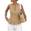 image:imagePRETTYGARDEN Womens 2026 Summer Vest Tops Business Casual Going Out Outfits Sleeveless Zip Up Dressy Tank Top Suit WaistcoatKhaki