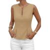 image:imagePRETTYGARDEN Womens 2026 Summer Vest Tops Business Casual Going Out Outfits Sleeveless Zip Up Dressy Tank Top Suit WaistcoatKhaki