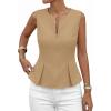 image:imagePRETTYGARDEN Womens 2026 Summer Vest Tops Business Casual Going Out Outfits Sleeveless Zip Up Dressy Tank Top Suit WaistcoatKhaki