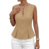 image:imagePRETTYGARDEN Womens 2026 Summer Vest Tops Business Casual Going Out Outfits Sleeveless Zip Up Dressy Tank Top Suit WaistcoatKhaki