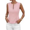 image:imagePRETTYGARDEN Womens 2026 Summer Vest Tops Business Casual Going Out Outfits Sleeveless Zip Up Dressy Tank Top Suit WaistcoatPink