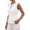 image:imagePRETTYGARDEN Womens 2026 Summer Vest Tops Business Casual Going Out Outfits Sleeveless Zip Up Dressy Tank Top Suit WaistcoatWhite