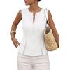 image:imagePRETTYGARDEN Womens 2026 Summer Vest Tops Business Casual Going Out Outfits Sleeveless Zip Up Dressy Tank Top Suit WaistcoatWhite