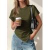 image:imagePRETTYGARDEN Womens Asymmetrical Tops 2026 Spring Summer Going Out Shirts Y2K Short Sleeve Crew Neck Ruched Trendy ClothesArmy Green