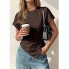 image:imagePRETTYGARDEN Womens Asymmetrical Tops 2026 Spring Summer Going Out Shirts Y2K Short Sleeve Crew Neck Ruched Trendy ClothesBrown