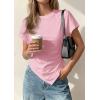 image:imagePRETTYGARDEN Womens Asymmetrical Tops 2026 Spring Summer Going Out Shirts Y2K Short Sleeve Crew Neck Ruched Trendy ClothesPink