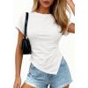 image:imagePRETTYGARDEN Womens Asymmetrical Tops 2026 Spring Summer Going Out Shirts Y2K Short Sleeve Crew Neck Ruched Trendy ClothesWhite