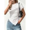 image:imagePRETTYGARDEN Womens Asymmetrical Tops 2026 Spring Summer Going Out Shirts Y2K Short Sleeve Crew Neck Ruched Trendy ClothesWhite