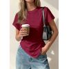 image:imagePRETTYGARDEN Womens Asymmetrical Tops 2026 Spring Summer Going Out Shirts Y2K Short Sleeve Crew Neck Ruched Trendy ClothesWine Red