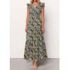 image:imagePRETTYGARDEN Womens Boho Floral Maxi Dress 2026 Summer Smocked V Neck Ruffle Sleeve Spring Flowy Beach Vacation SundressesBlack
