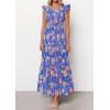 image:imagePRETTYGARDEN Womens Boho Floral Maxi Dress 2026 Summer Smocked V Neck Ruffle Sleeve Spring Flowy Beach Vacation SundressesBlue