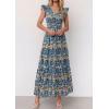 image:imagePRETTYGARDEN Womens Boho Floral Maxi Dress 2026 Summer Smocked V Neck Ruffle Sleeve Spring Flowy Beach Vacation SundressesBlue Floral