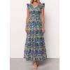 image:imagePRETTYGARDEN Womens Boho Floral Maxi Dress 2026 Summer Smocked V Neck Ruffle Sleeve Spring Flowy Beach Vacation SundressesBlue Floral