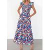 image:imagePRETTYGARDEN Womens Boho Floral Maxi Dress 2026 Summer Smocked V Neck Ruffle Sleeve Spring Flowy Beach Vacation SundressesBlue Multicolored Floral