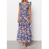 image:imagePRETTYGARDEN Womens Boho Floral Maxi Dress 2026 Summer Smocked V Neck Ruffle Sleeve Spring Flowy Beach Vacation SundressesBlue Multicolored Floral