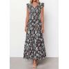 image:imagePRETTYGARDEN Womens Boho Floral Maxi Dress 2026 Summer Smocked V Neck Ruffle Sleeve Spring Flowy Beach Vacation SundressesBrown Blue Floral