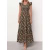 image:imagePRETTYGARDEN Womens Boho Floral Maxi Dress 2026 Summer Smocked V Neck Ruffle Sleeve Spring Flowy Beach Vacation SundressesBrown Pink Floral