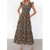 image:imagePRETTYGARDEN Womens Boho Floral Maxi Dress 2026 Summer Smocked V Neck Ruffle Sleeve Spring Flowy Beach Vacation SundressesBrown Pink Floral