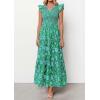 image:imagePRETTYGARDEN Womens Boho Floral Maxi Dress 2026 Summer Smocked V Neck Ruffle Sleeve Spring Flowy Beach Vacation SundressesGreen White Floral