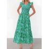 image:imagePRETTYGARDEN Womens Boho Floral Maxi Dress 2026 Summer Smocked V Neck Ruffle Sleeve Spring Flowy Beach Vacation SundressesGreen White Floral