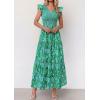 image:imagePRETTYGARDEN Womens Boho Floral Maxi Dress 2026 Summer Smocked V Neck Ruffle Sleeve Spring Flowy Beach Vacation SundressesGreen White Floral
