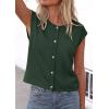 image:imagePRETTYGARDEN Womens Cap Short Sleeve Sweater Vest 2026 Spring Summer Lightweight Button Down Cardigans Trendy Loose TopsArmy Green