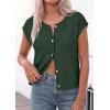 image:imagePRETTYGARDEN Womens Cap Short Sleeve Sweater Vest 2026 Spring Summer Lightweight Button Down Cardigans Trendy Loose TopsArmy Green
