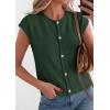 image:imagePRETTYGARDEN Womens Cap Short Sleeve Sweater Vest 2026 Spring Summer Lightweight Button Down Cardigans Trendy Loose TopsArmy Green