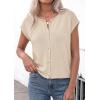 image:imagePRETTYGARDEN Womens Cap Short Sleeve Sweater Vest 2026 Spring Summer Lightweight Button Down Cardigans Trendy Loose TopsBeige