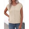 image:imagePRETTYGARDEN Womens Cap Short Sleeve Sweater Vest 2026 Spring Summer Lightweight Button Down Cardigans Trendy Loose TopsBeige