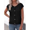 image:imagePRETTYGARDEN Womens Cap Short Sleeve Sweater Vest 2026 Spring Summer Lightweight Button Down Cardigans Trendy Loose TopsBlack