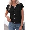 image:imagePRETTYGARDEN Womens Cap Short Sleeve Sweater Vest 2026 Spring Summer Lightweight Button Down Cardigans Trendy Loose TopsBlack