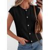 image:imagePRETTYGARDEN Womens Cap Short Sleeve Sweater Vest 2026 Spring Summer Lightweight Button Down Cardigans Trendy Loose TopsBlack