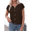 image:imagePRETTYGARDEN Womens Cap Short Sleeve Sweater Vest 2026 Spring Summer Lightweight Button Down Cardigans Trendy Loose TopsBrown