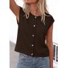 image:imagePRETTYGARDEN Womens Cap Short Sleeve Sweater Vest 2026 Spring Summer Lightweight Button Down Cardigans Trendy Loose TopsBrown