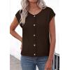 image:imagePRETTYGARDEN Womens Cap Short Sleeve Sweater Vest 2026 Spring Summer Lightweight Button Down Cardigans Trendy Loose TopsBrown