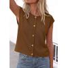 image:imagePRETTYGARDEN Womens Cap Short Sleeve Sweater Vest 2026 Spring Summer Lightweight Button Down Cardigans Trendy Loose TopsKhaki