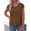 image:imagePRETTYGARDEN Womens Cap Short Sleeve Sweater Vest 2026 Spring Summer Lightweight Button Down Cardigans Trendy Loose TopsKhaki