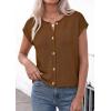 image:imagePRETTYGARDEN Womens Cap Short Sleeve Sweater Vest 2026 Spring Summer Lightweight Button Down Cardigans Trendy Loose TopsKhaki