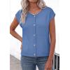 image:imagePRETTYGARDEN Womens Cap Short Sleeve Sweater Vest 2026 Spring Summer Lightweight Button Down Cardigans Trendy Loose TopsLight Blue