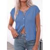 image:imagePRETTYGARDEN Womens Cap Short Sleeve Sweater Vest 2026 Spring Summer Lightweight Button Down Cardigans Trendy Loose TopsLight Blue