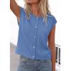 image:imagePRETTYGARDEN Womens Cap Short Sleeve Sweater Vest 2026 Spring Summer Lightweight Button Down Cardigans Trendy Loose TopsLight Blue