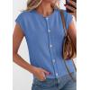 image:imagePRETTYGARDEN Womens Cap Short Sleeve Sweater Vest 2026 Spring Summer Lightweight Button Down Cardigans Trendy Loose TopsLight Blue