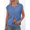 image:imagePRETTYGARDEN Womens Cap Short Sleeve Sweater Vest 2026 Spring Summer Lightweight Button Down Cardigans Trendy Loose TopsLight Blue
