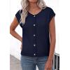 image:imagePRETTYGARDEN Womens Cap Short Sleeve Sweater Vest 2026 Spring Summer Lightweight Button Down Cardigans Trendy Loose TopsNavy Blue