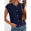 image:imagePRETTYGARDEN Womens Cap Short Sleeve Sweater Vest 2026 Spring Summer Lightweight Button Down Cardigans Trendy Loose TopsNavy Blue
