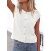 image:imagePRETTYGARDEN Womens Cap Short Sleeve Sweater Vest 2026 Spring Summer Lightweight Button Down Cardigans Trendy Loose TopsWhite