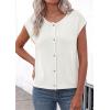 image:imagePRETTYGARDEN Womens Cap Short Sleeve Sweater Vest 2026 Spring Summer Lightweight Button Down Cardigans Trendy Loose TopsWhite