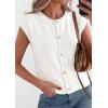 image:imagePRETTYGARDEN Womens Cap Short Sleeve Sweater Vest 2026 Spring Summer Lightweight Button Down Cardigans Trendy Loose TopsWhite